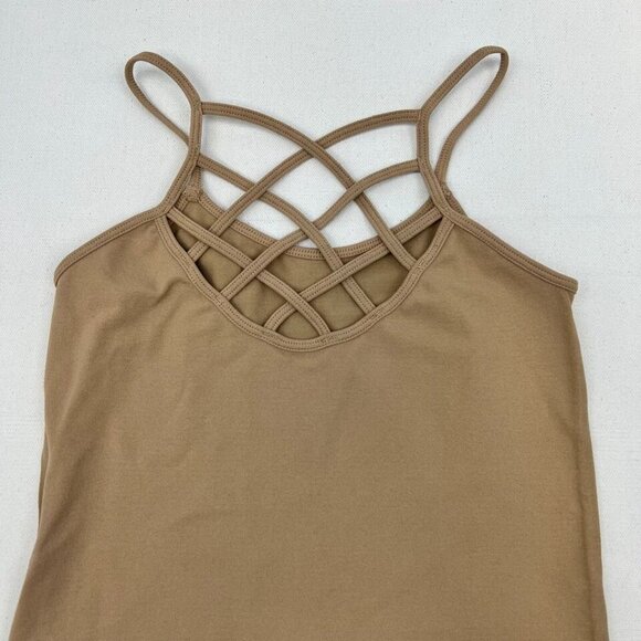 Suzette Womens Tan Sleeveless Lattice Straps Pullover Tank Top One Size - Picture 4 of 10